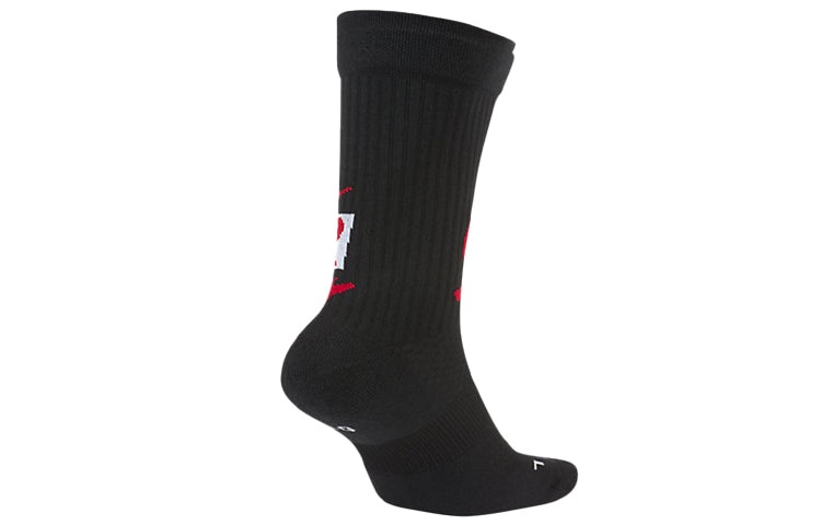Air Jordan Wear-Resistant Breathable Soft Sports Basketball One Pair Black Socks CU6609-010 - 2