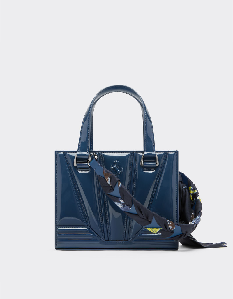 Reconditioned by Ferrari GT mini tote bag in patent leather with Shelley scarf 1