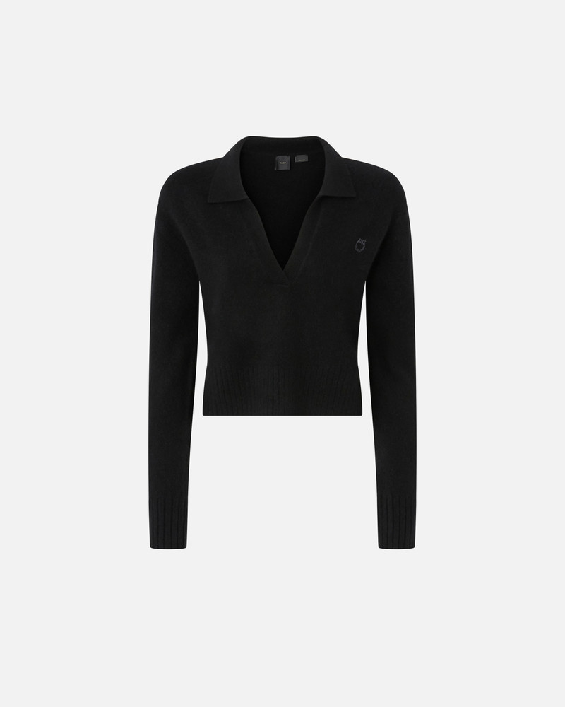 SHORT CASHMERE-BLEND SWEATER WITH COLLAR - 1