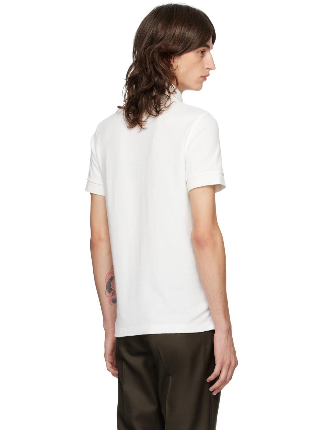 White Towelling Polo - 3