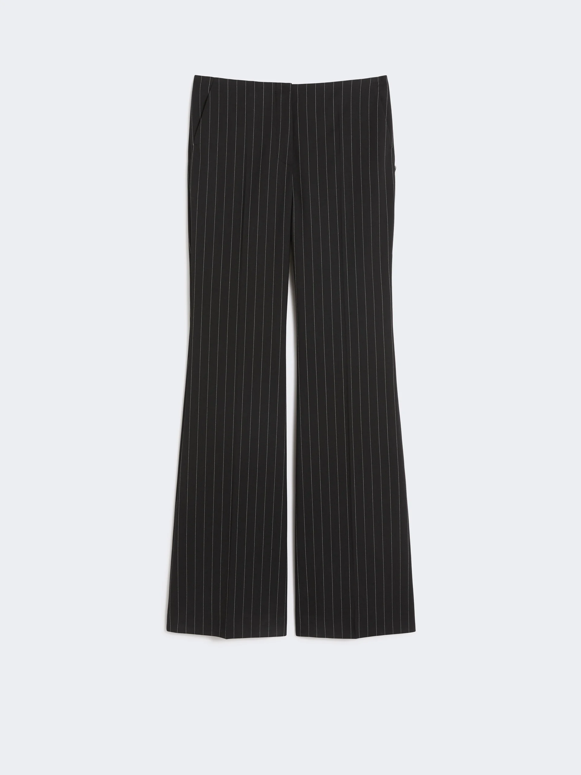 Flared pinstripe wool trousers - BLACK - 1