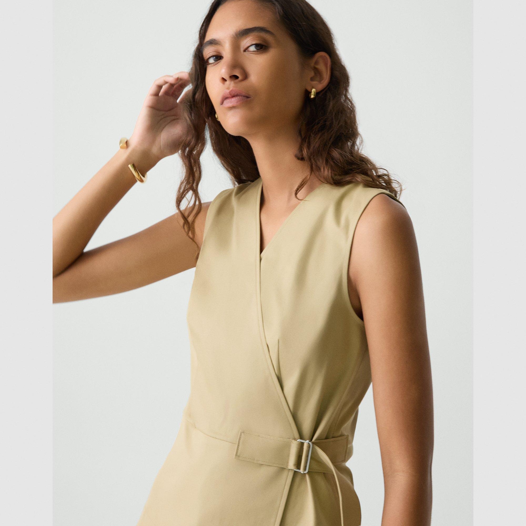 Sleeveless Wrap Top in Cotton Chino - 5