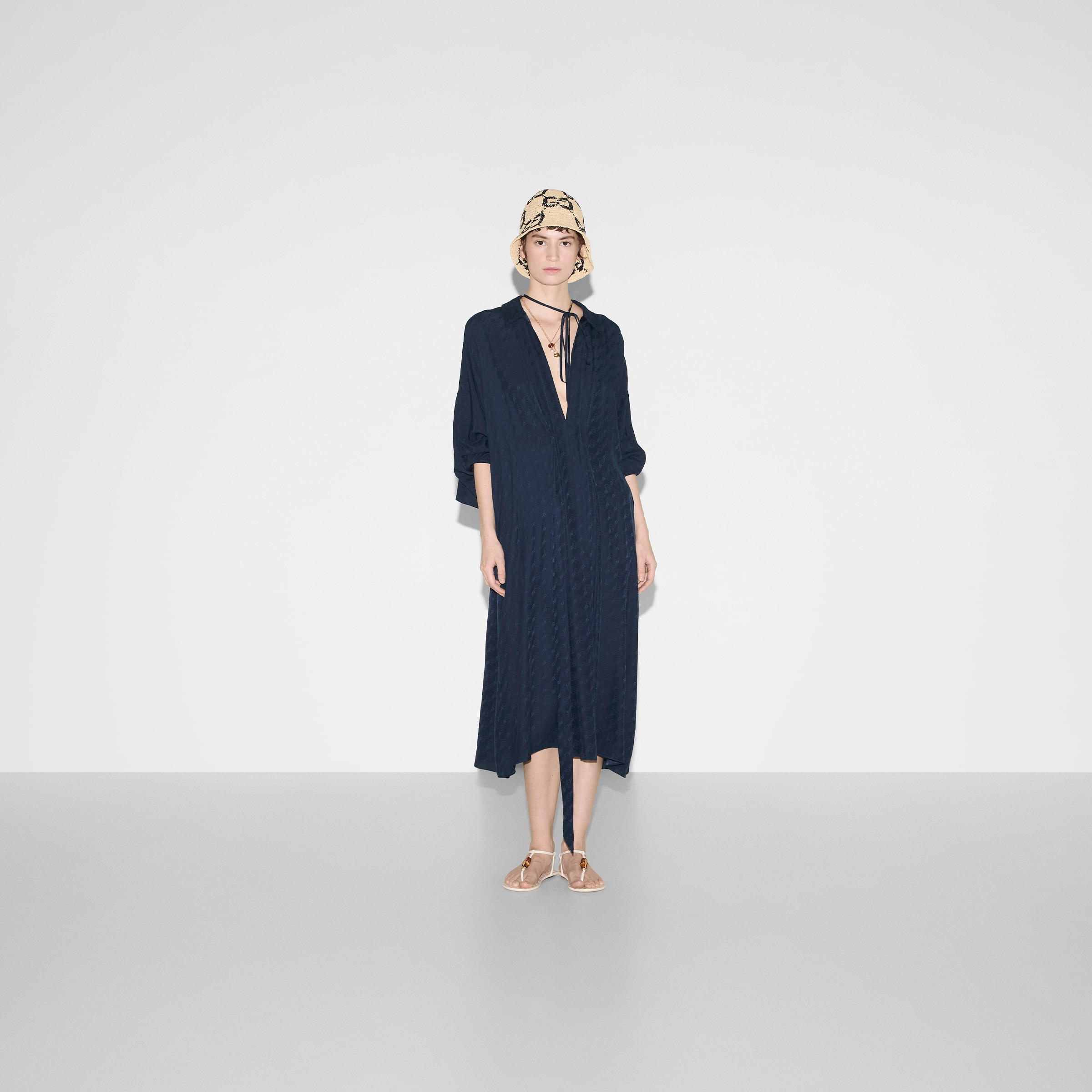 GG and chain silk jacquard dress - 2