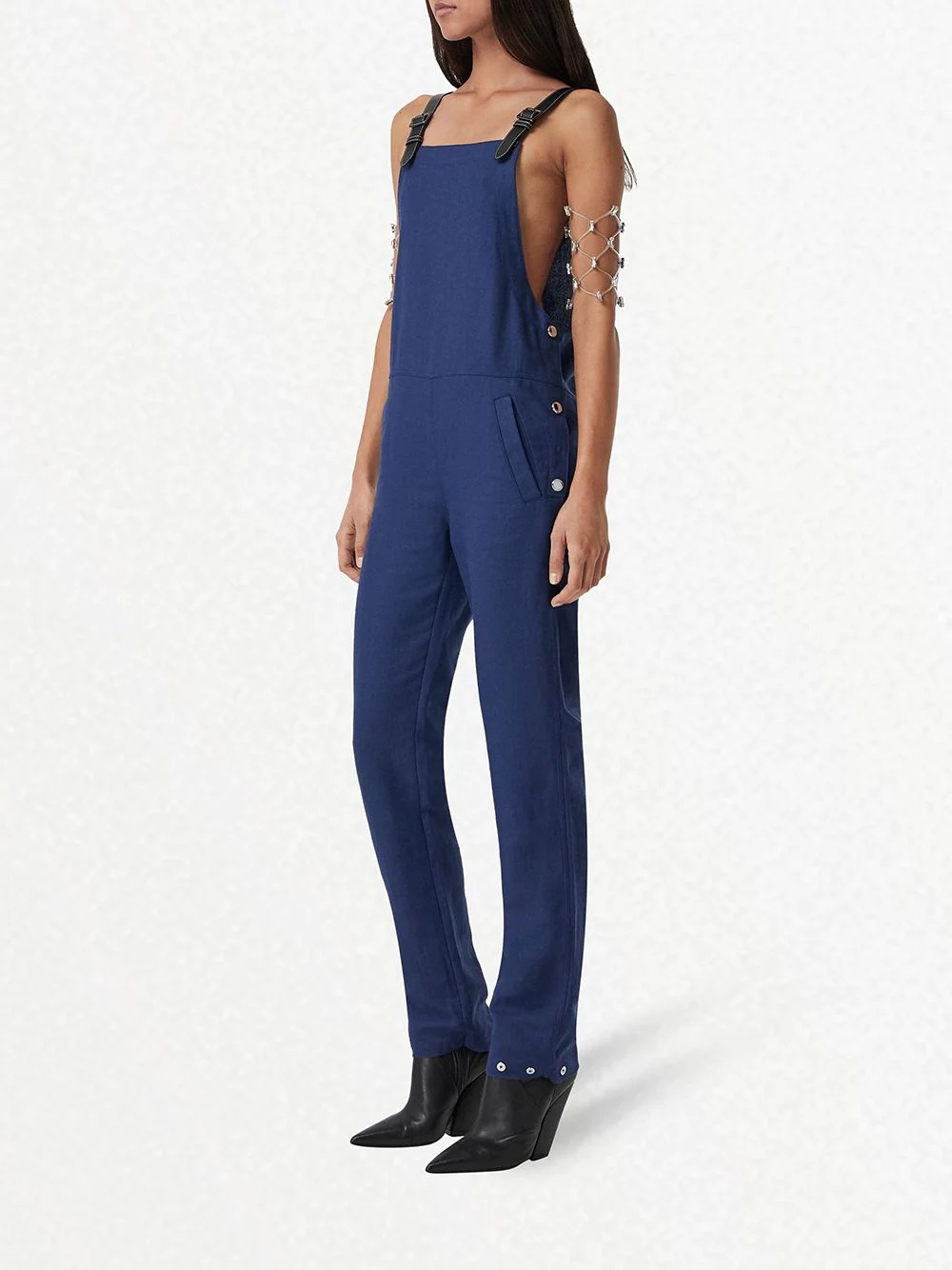 square-neck slim-cut dungarees - 5