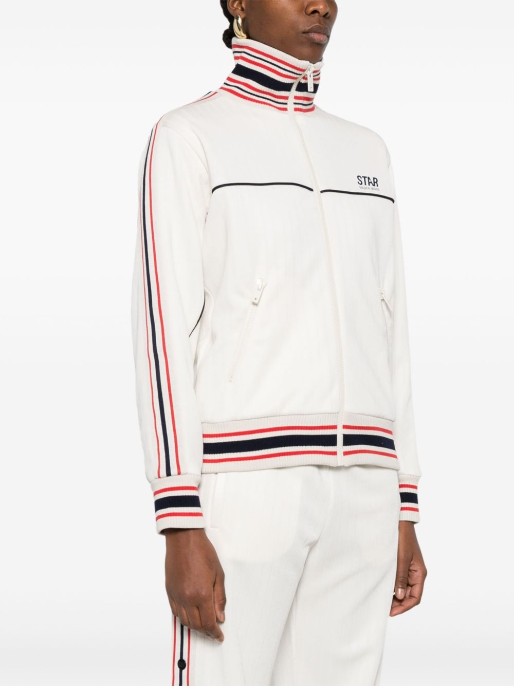 striped-trim jacket - 3