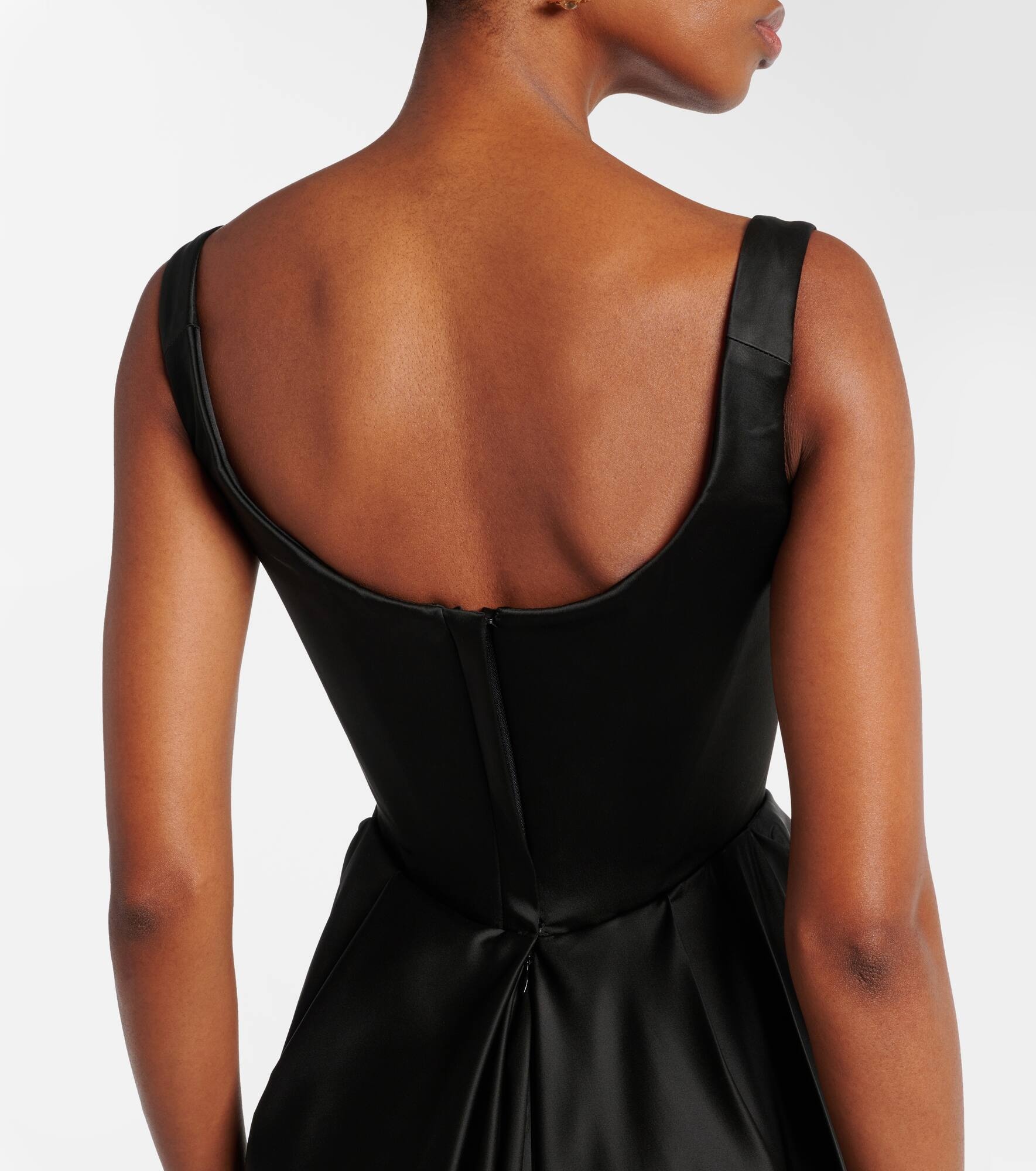 Camille draped crêpe satin bustier gown - 6