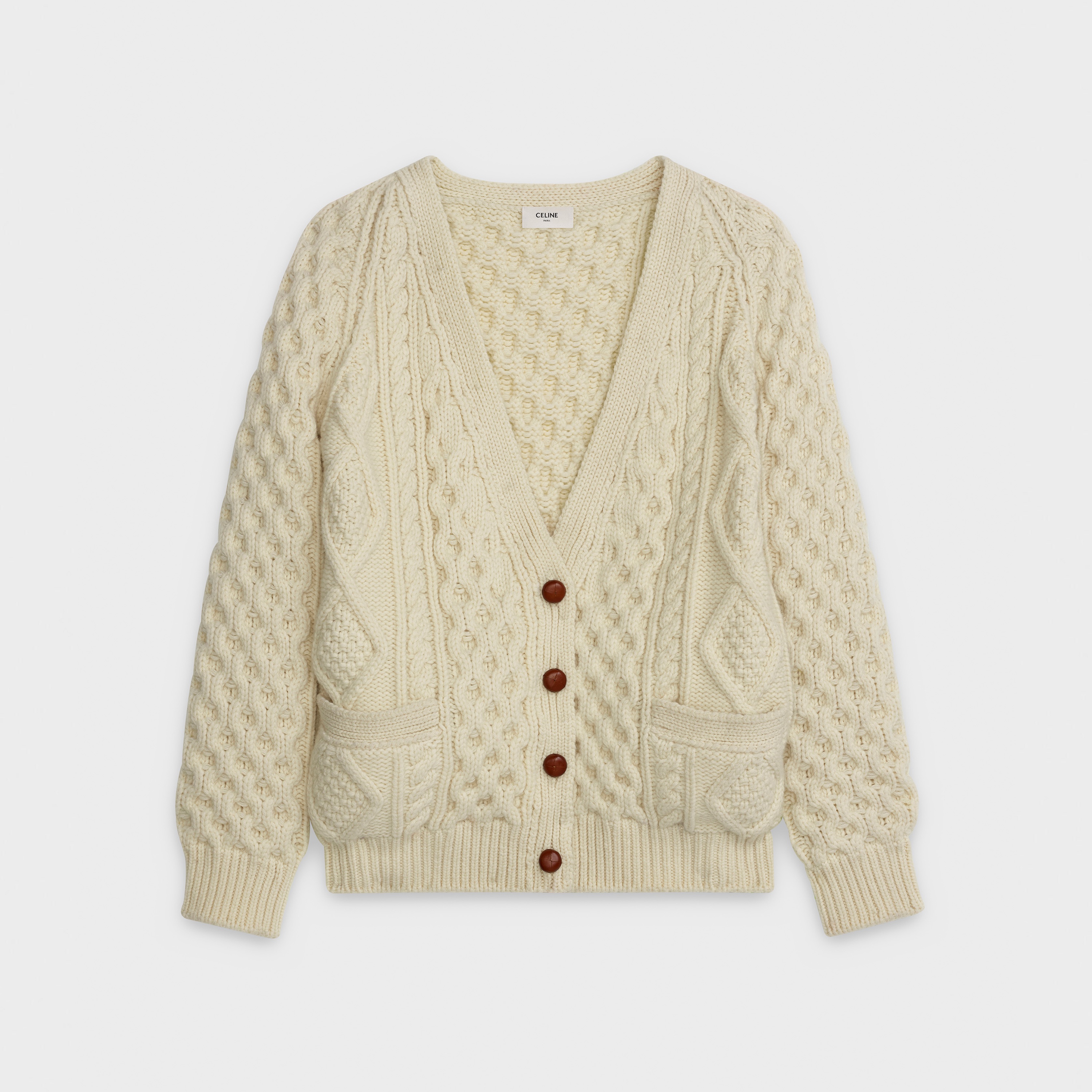 CARDIGAN IN WOOL AND CASHMERE WITH 'ARAN' - 1