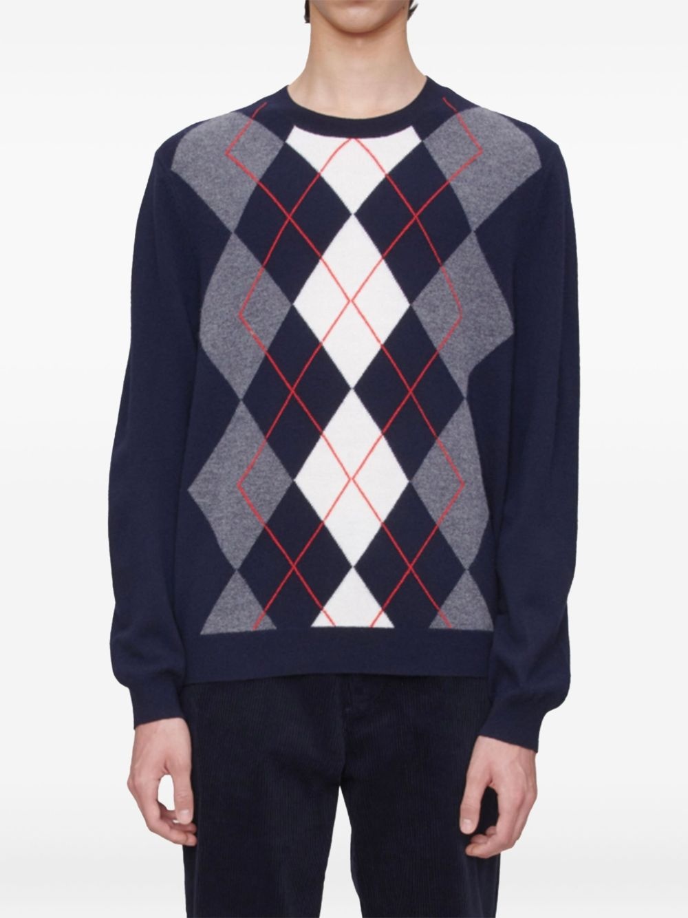 argyle-pattern sweater - 2