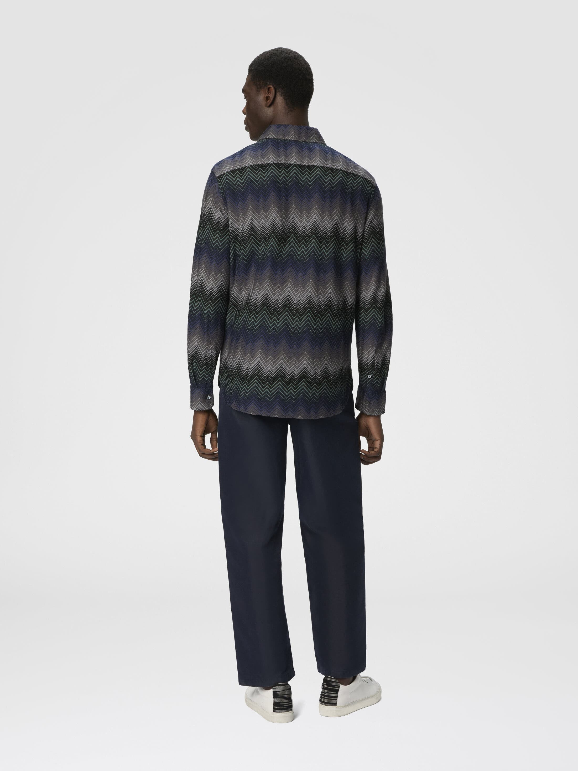 Missoni Long Sleeve Shirt With Irregular Zigzag in Blue & Green at Nordstrom - 3