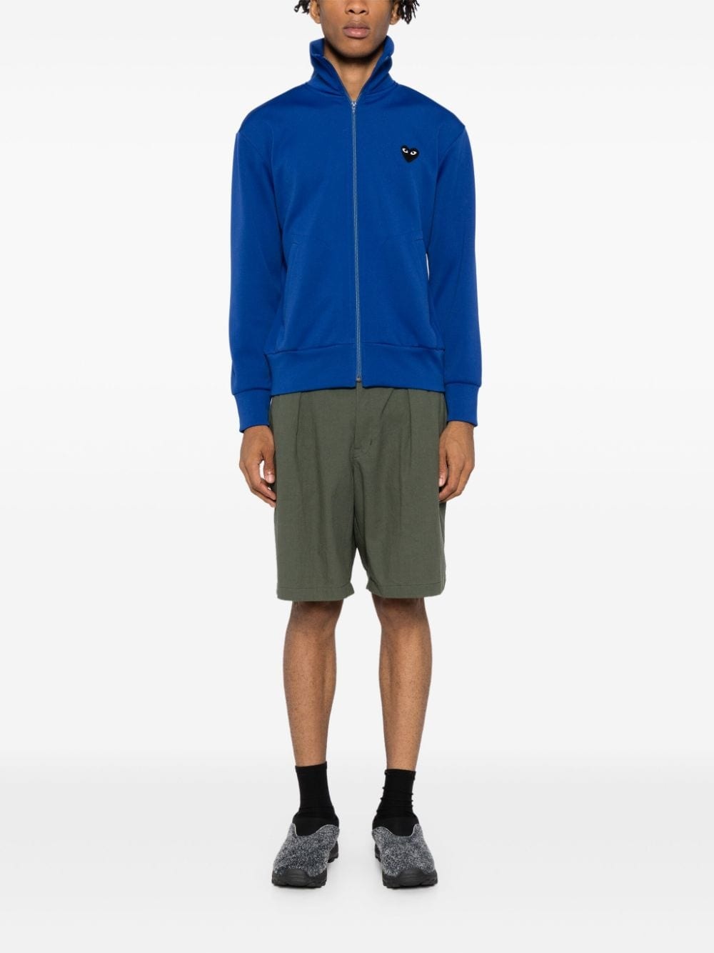 heart-print jersey track jacket - 3