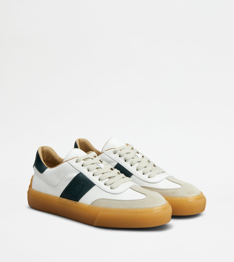 TOD'S SNEAKERS IN LEATHER - WHITE, GREEN, GREY 2