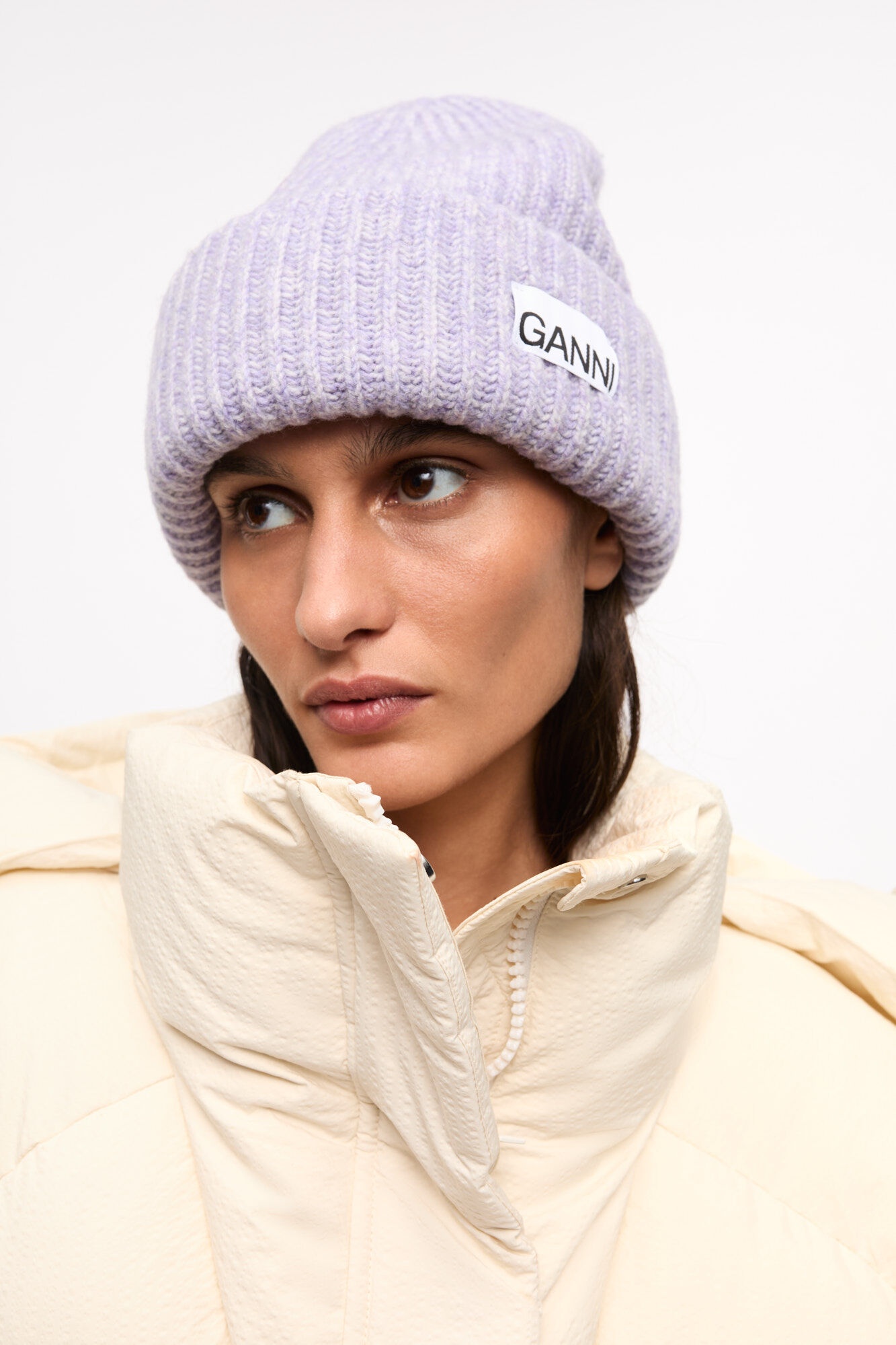 LAVENDER RIB KNIT BEANIE - 3