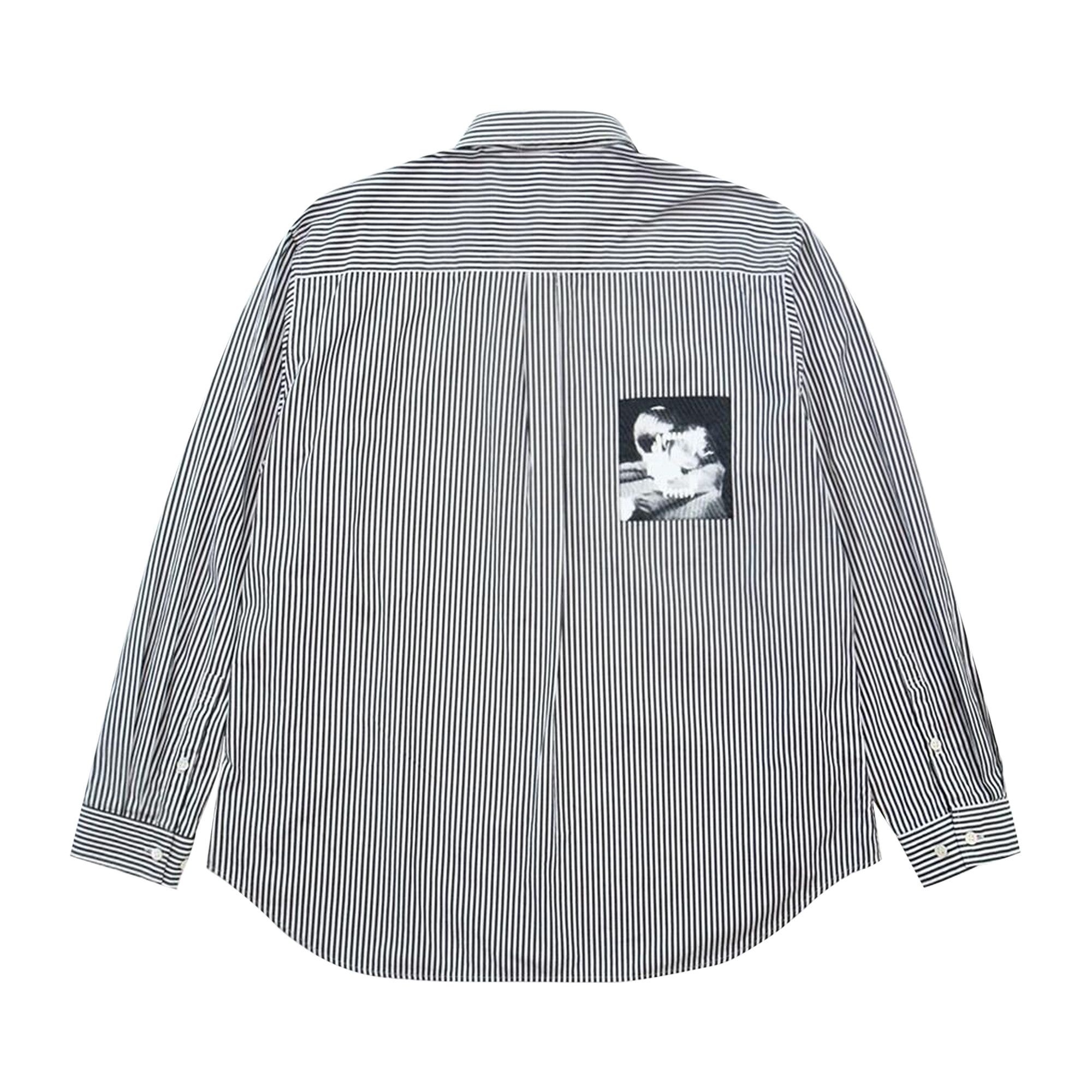 Undercover Patch Striped Shirt 'Black' - 2