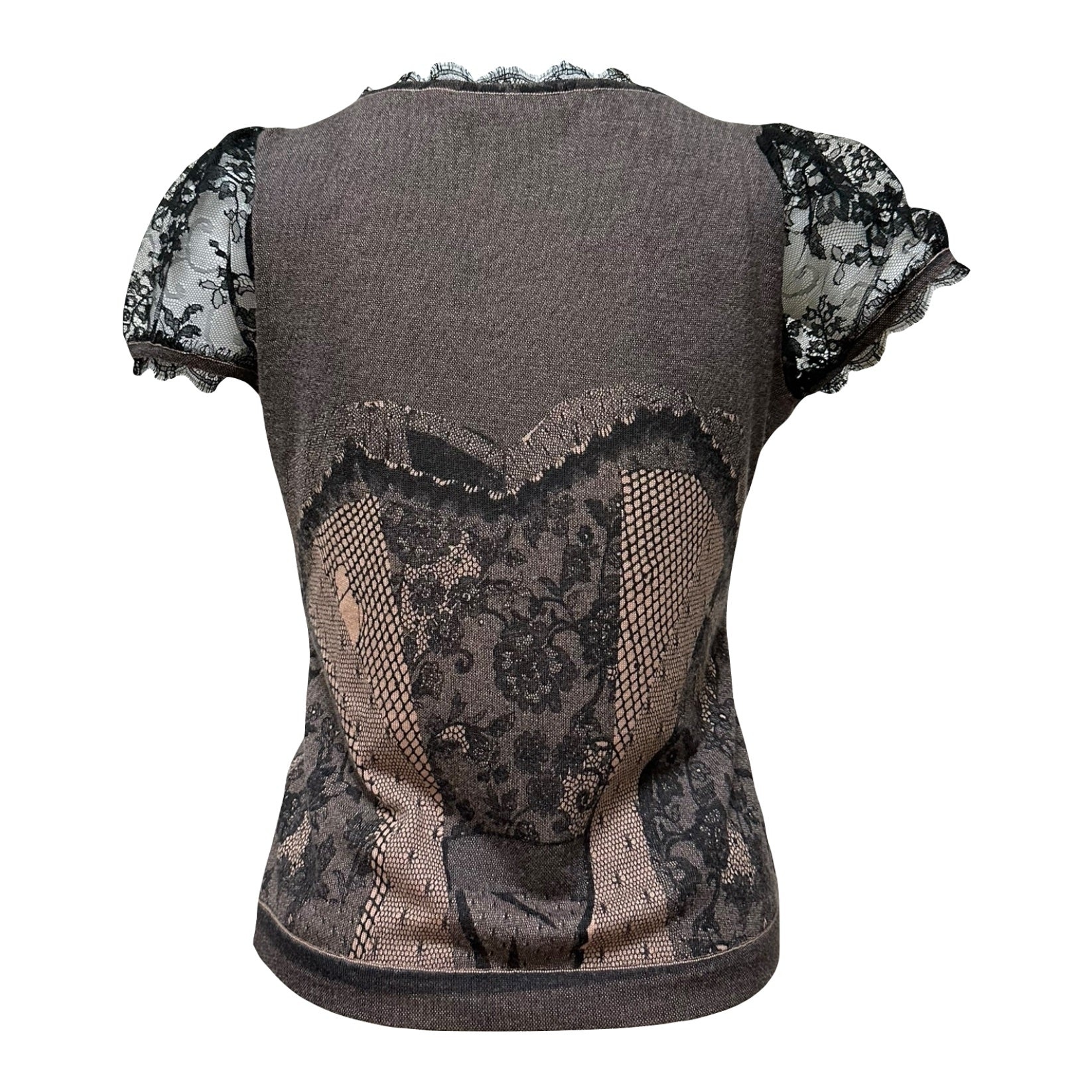 CHRISTIAN DIOR Spring Summer 2006 Lace Trim Knit T-Shirt - 2