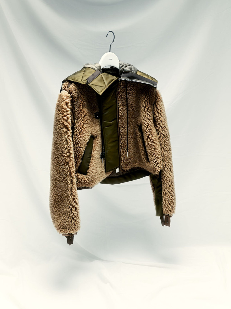 sacai Faux Shearling x Nylon Twill Blouson outlook