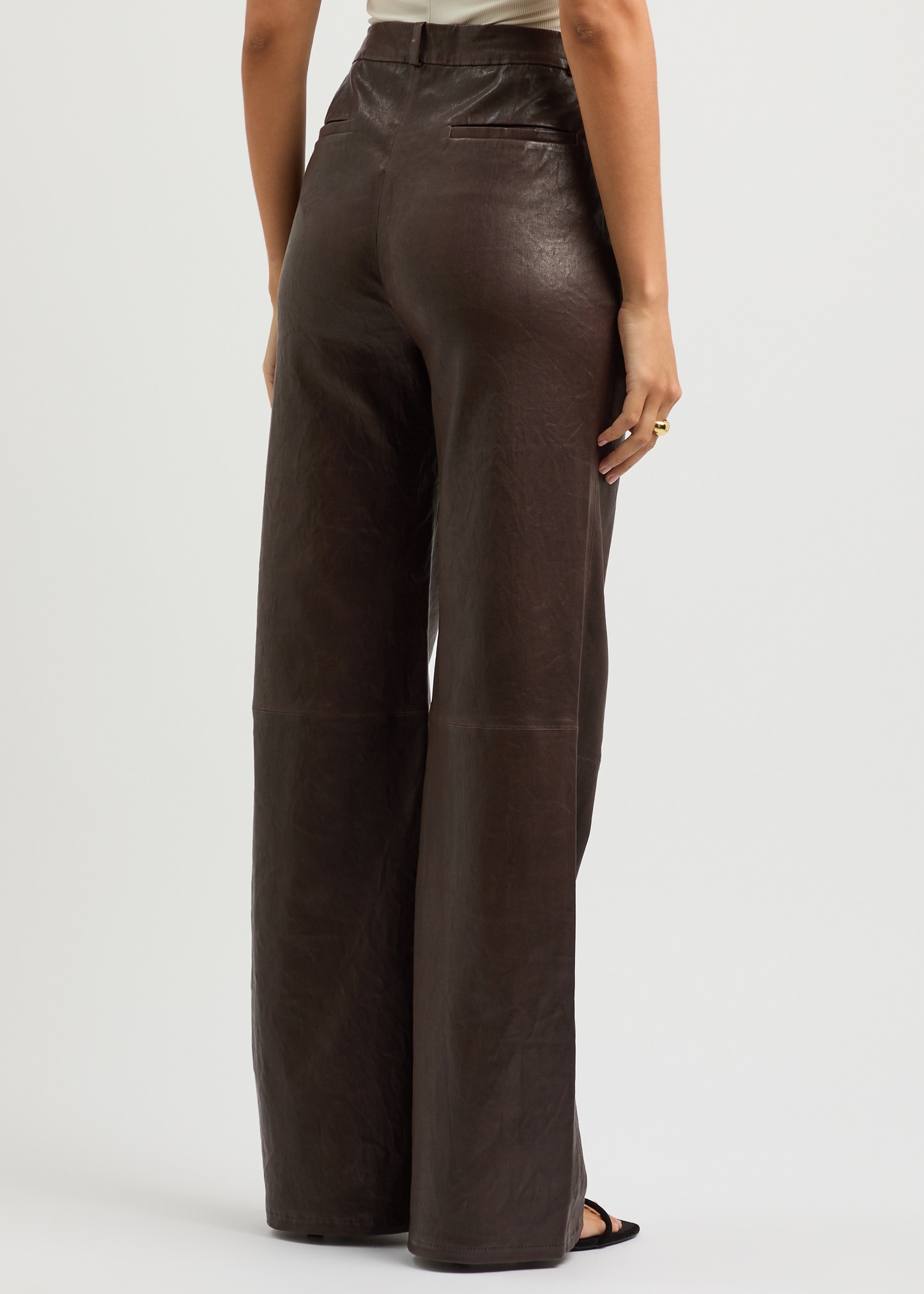 Straight-leg leather trousers - 3