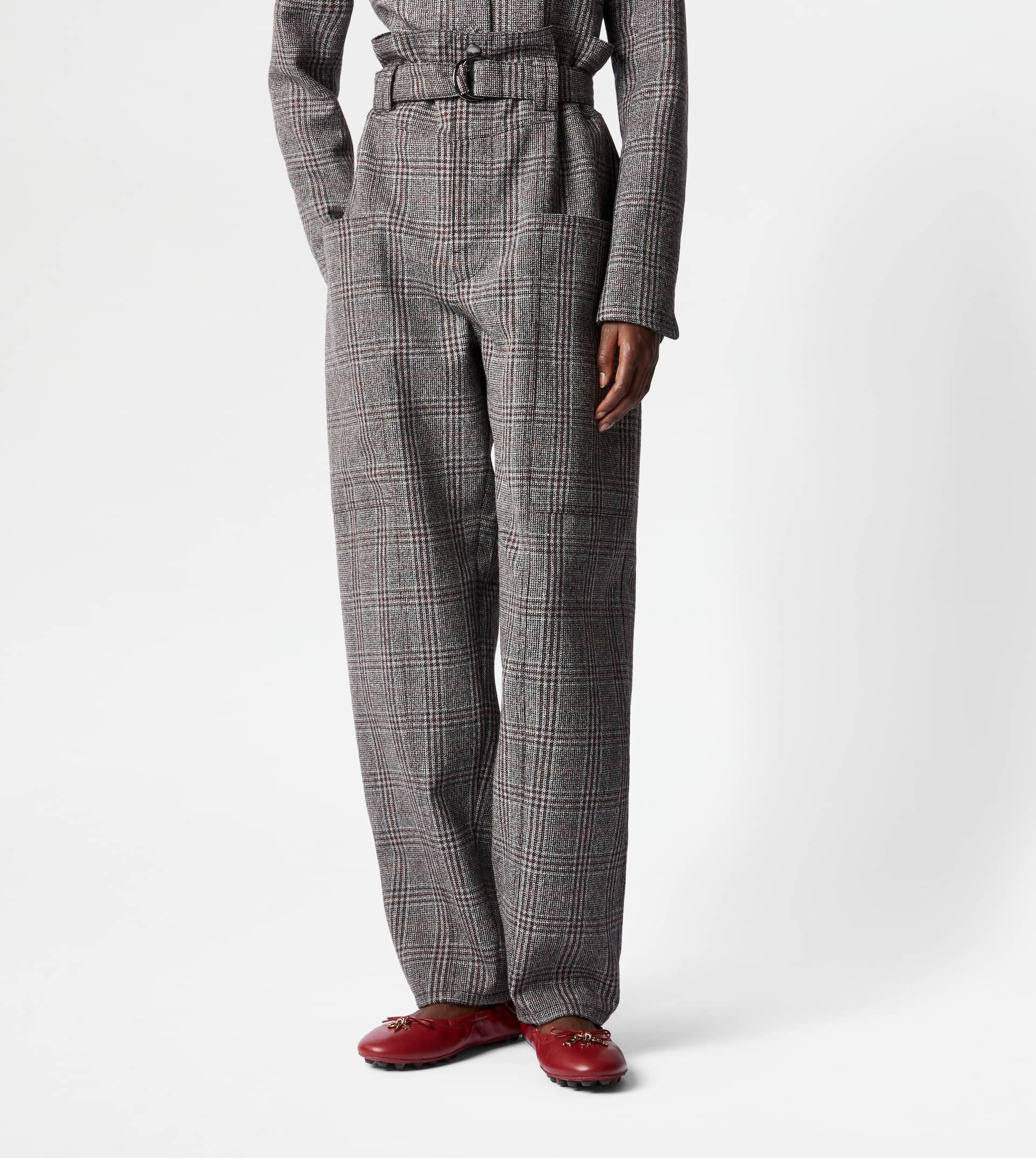 PANTS IN WOOL - GREY, RED - 5