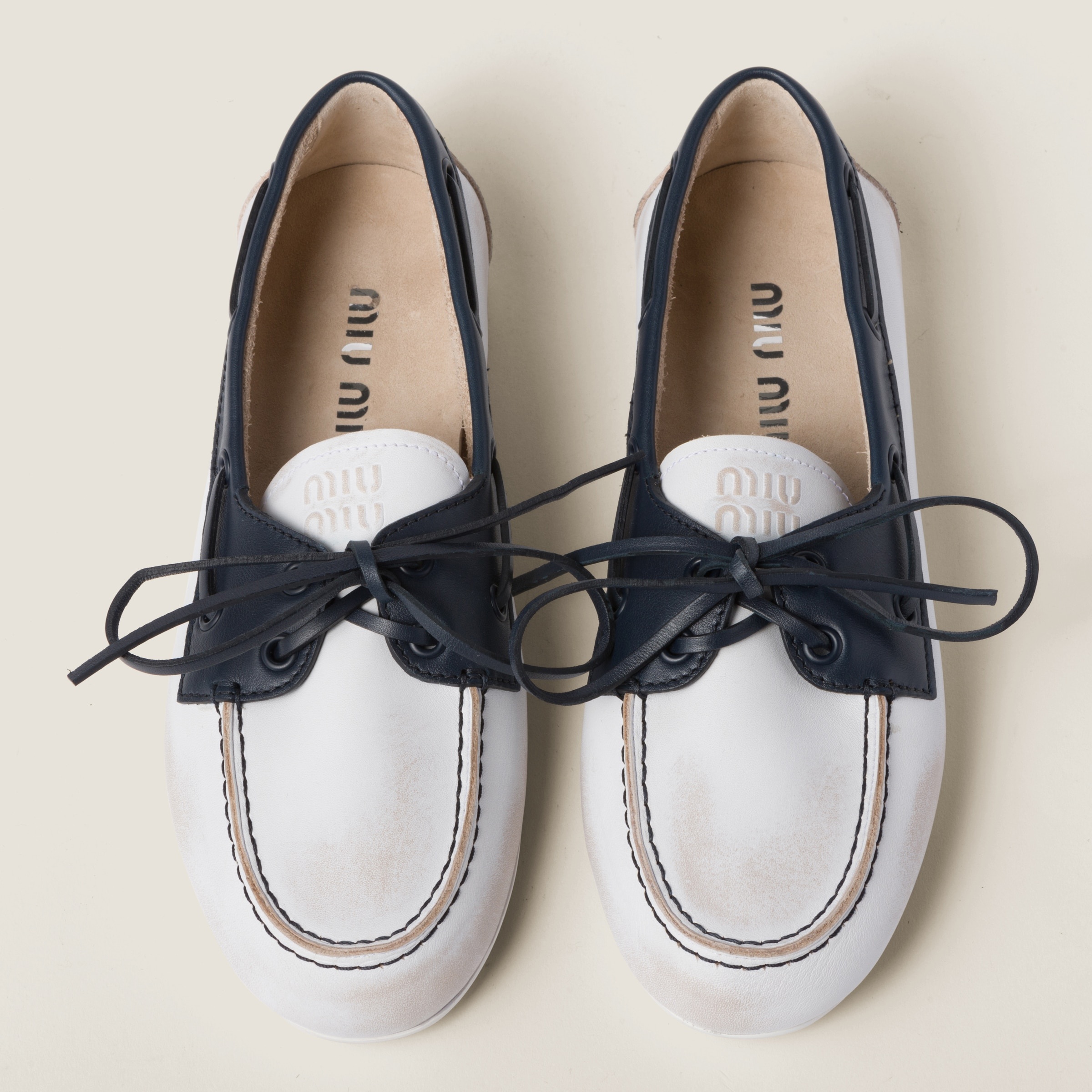 Unlined bleached two-tone leather loafers - 4
