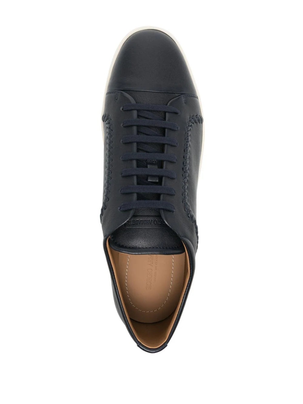 WHIPSTITCH-TRIM LEATHER SNEAKERS - 4