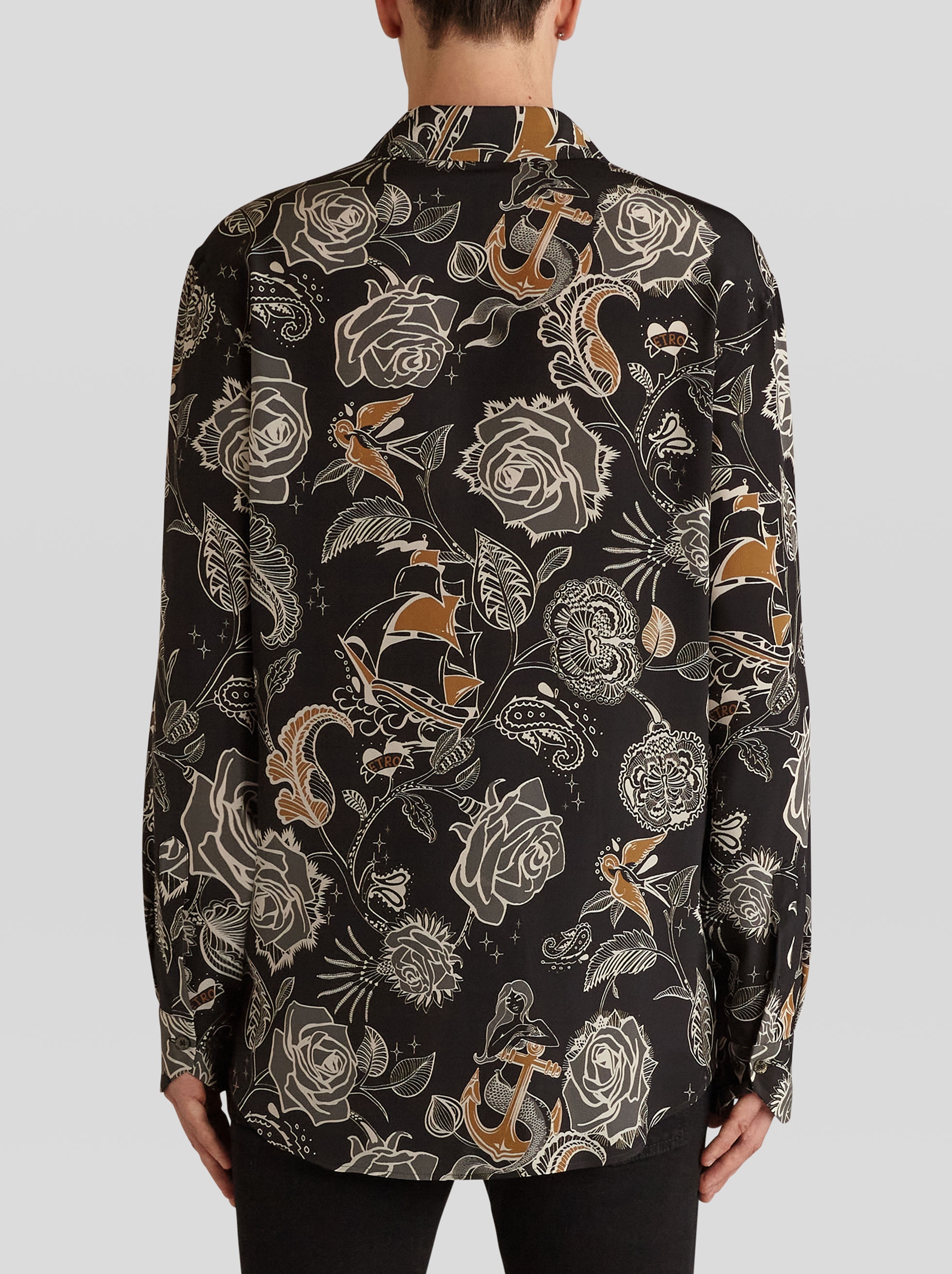 TATTOO PRINT SILK SHIRT - 4