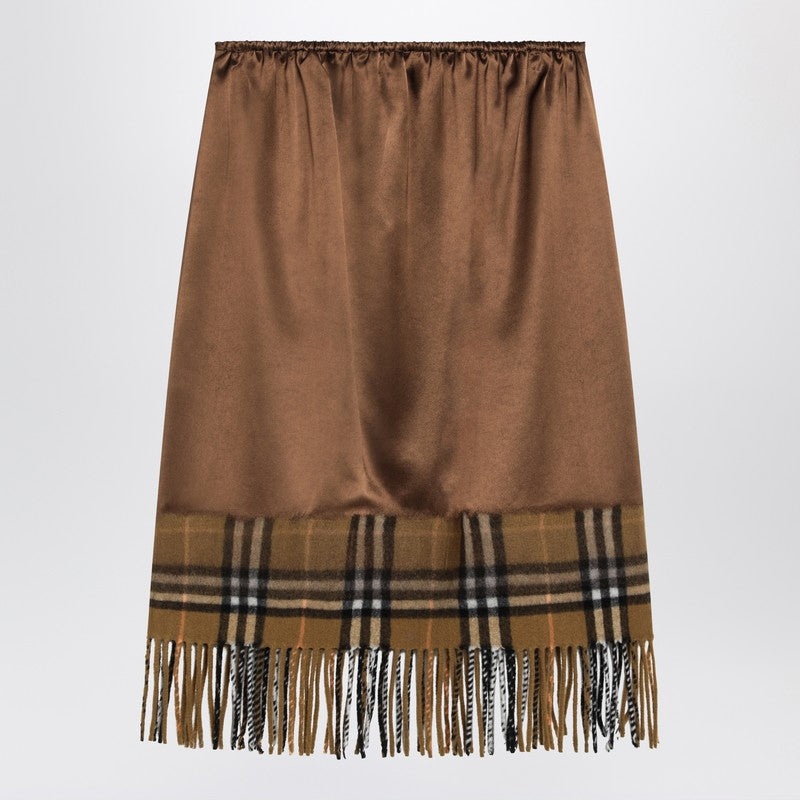 Burberry Satin Skirt With Check Panel Women - 2