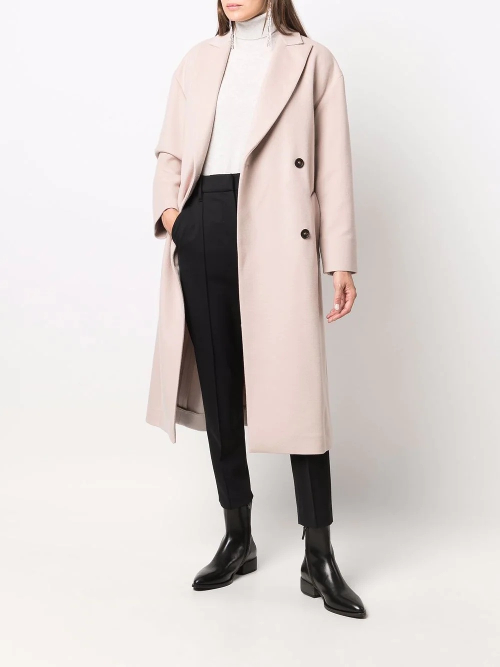 double-breasted wool-cashmere blend coat - 2