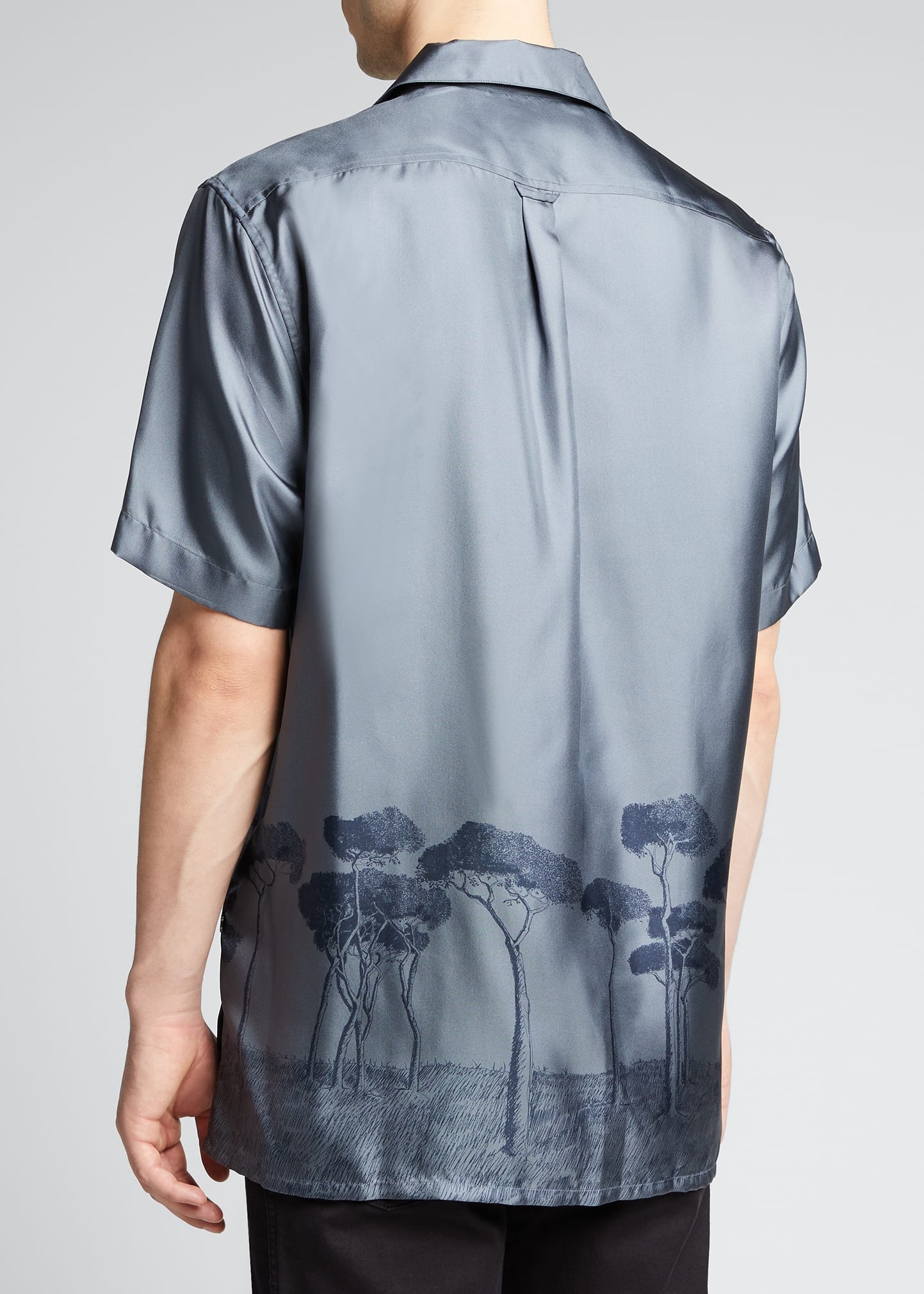 Men's Roman Tree-Print Silk Camp Shirt - 3