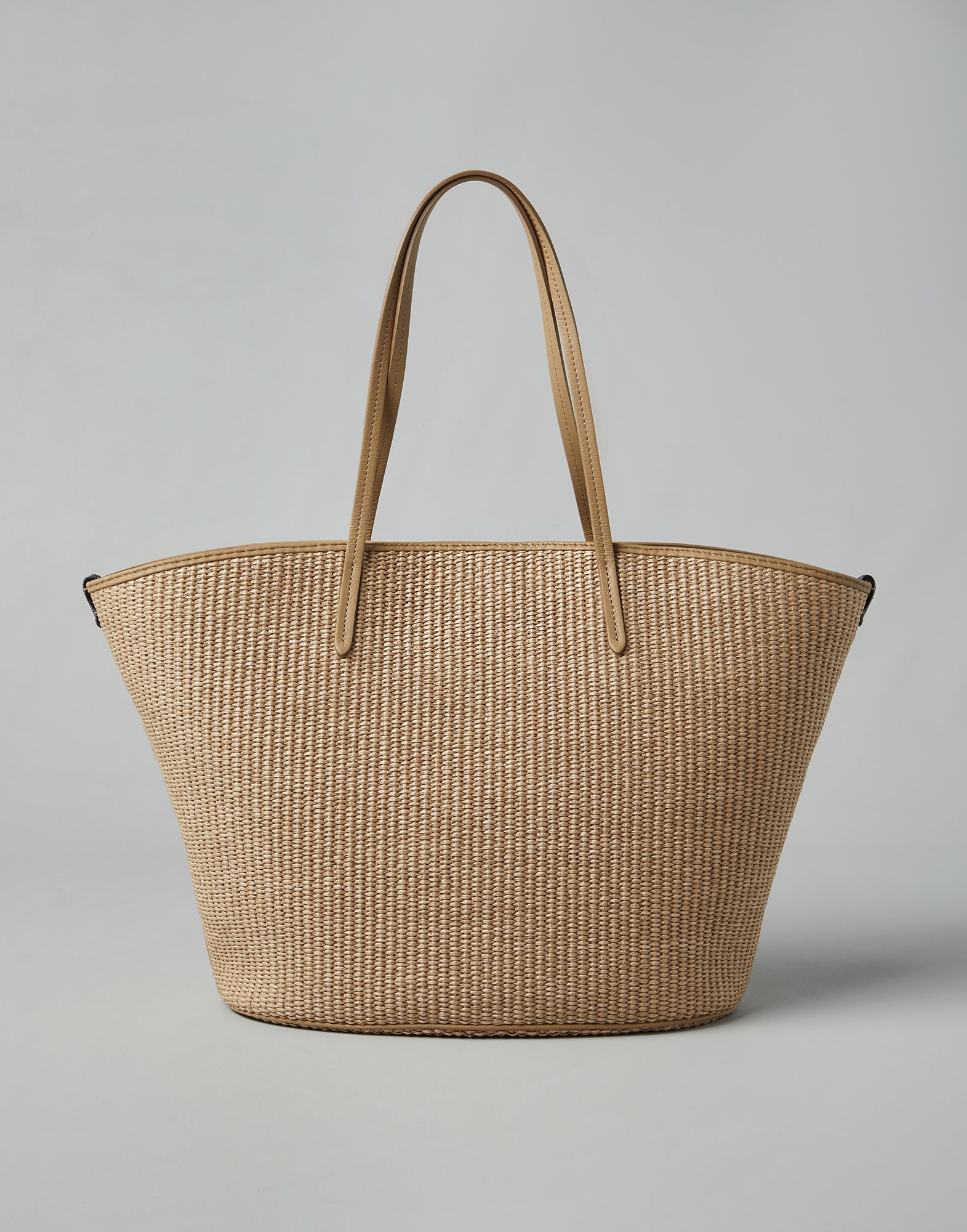 Techno cotton raffia shopper bag with monili - 2