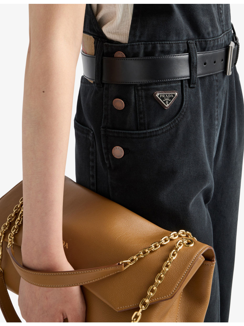 Faded-wash loose-fit denim dungarees - 5