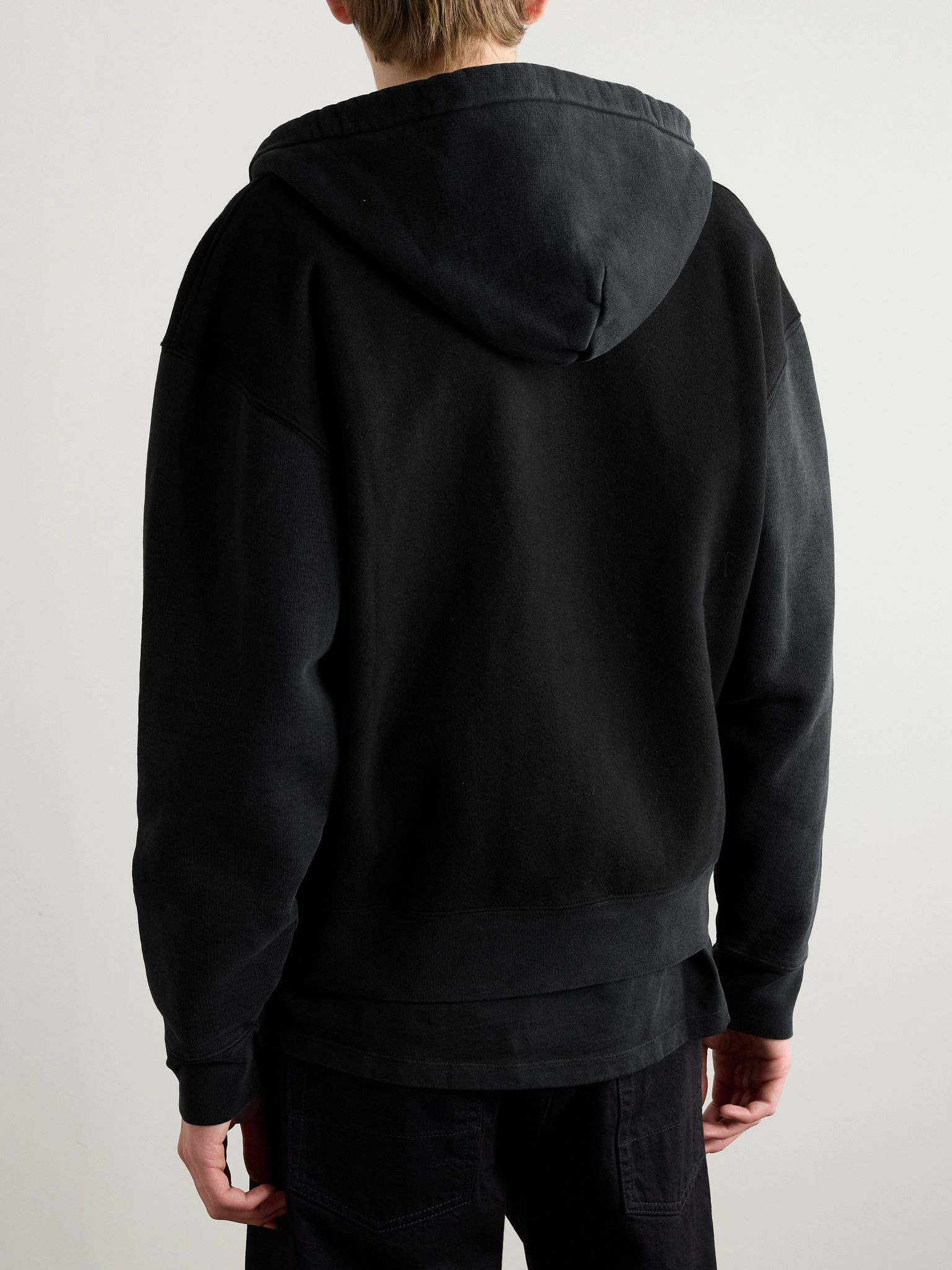 Rascal Slim-Fit Cotton-Jersey Zip-Up Hoodie Black - 3