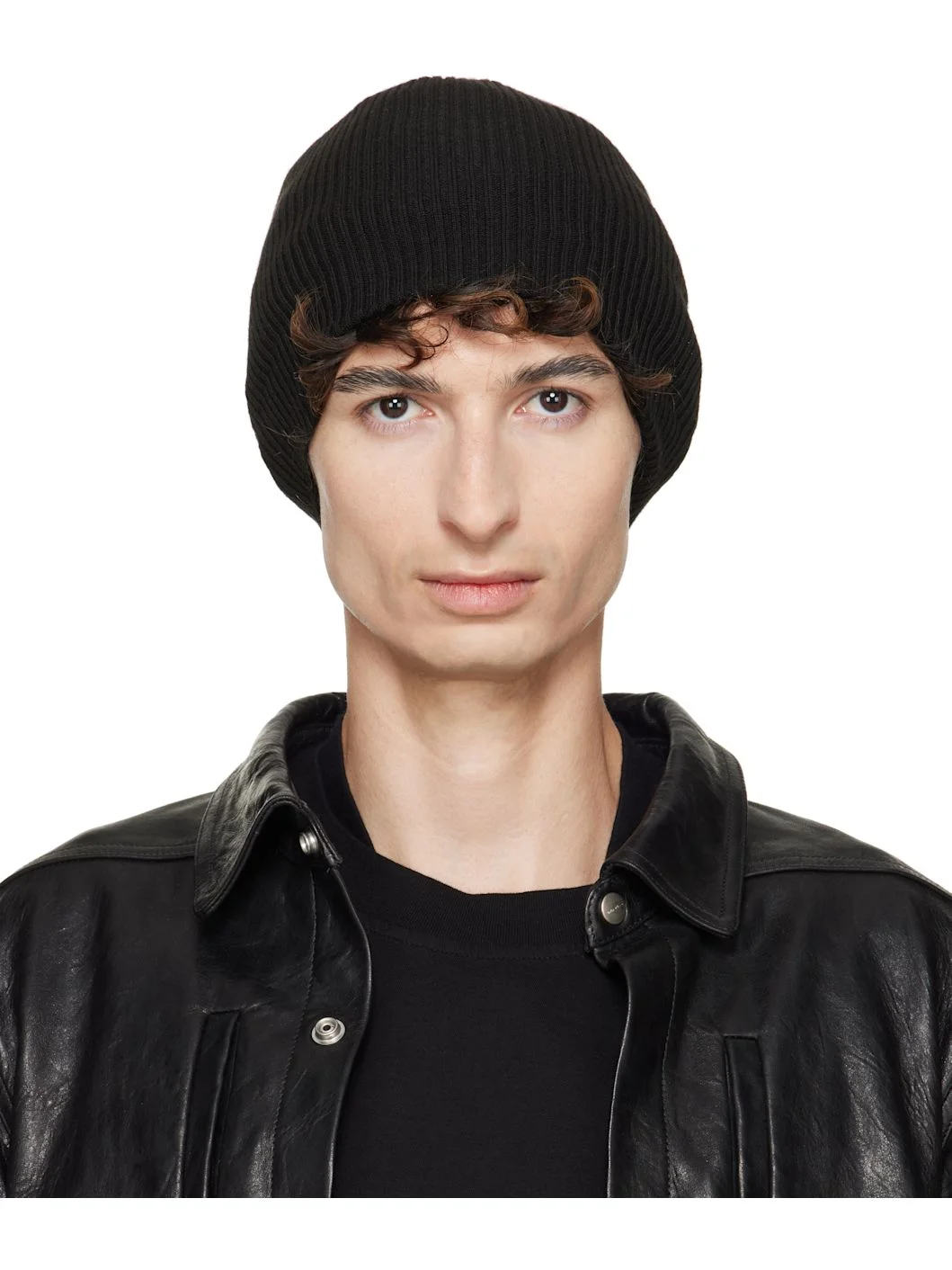 Black Tower Ribbed Beanie - 1