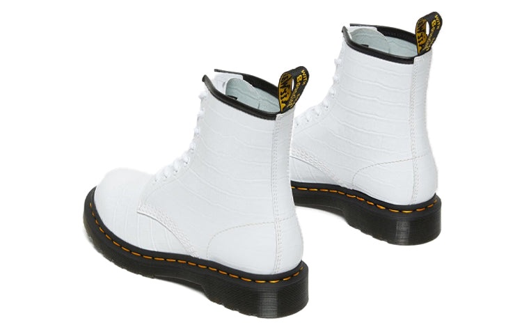 (WMNS) Dr. Martens 1460 Patent Croc Emboss Leather Boots 'White' 26855100 - 5
