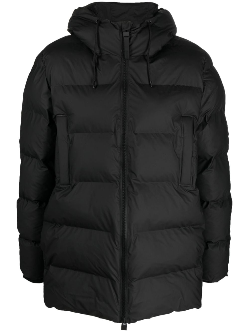 logo-patch hooded padded jacket - 1