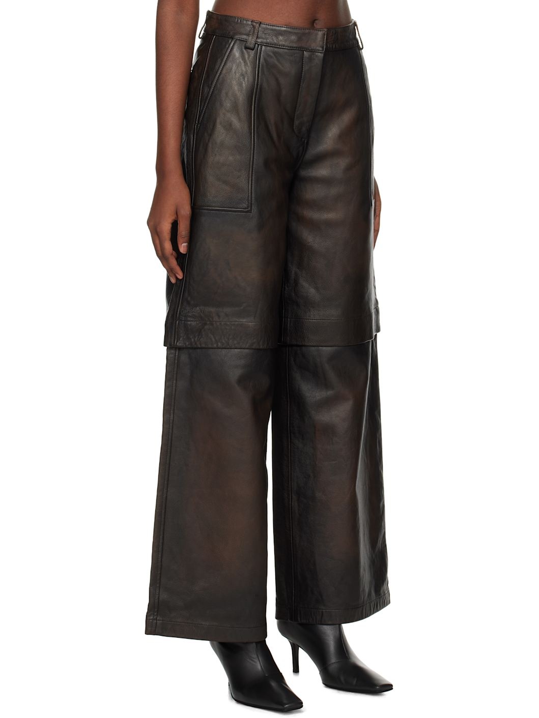Brown Edda Leather Pants - 2