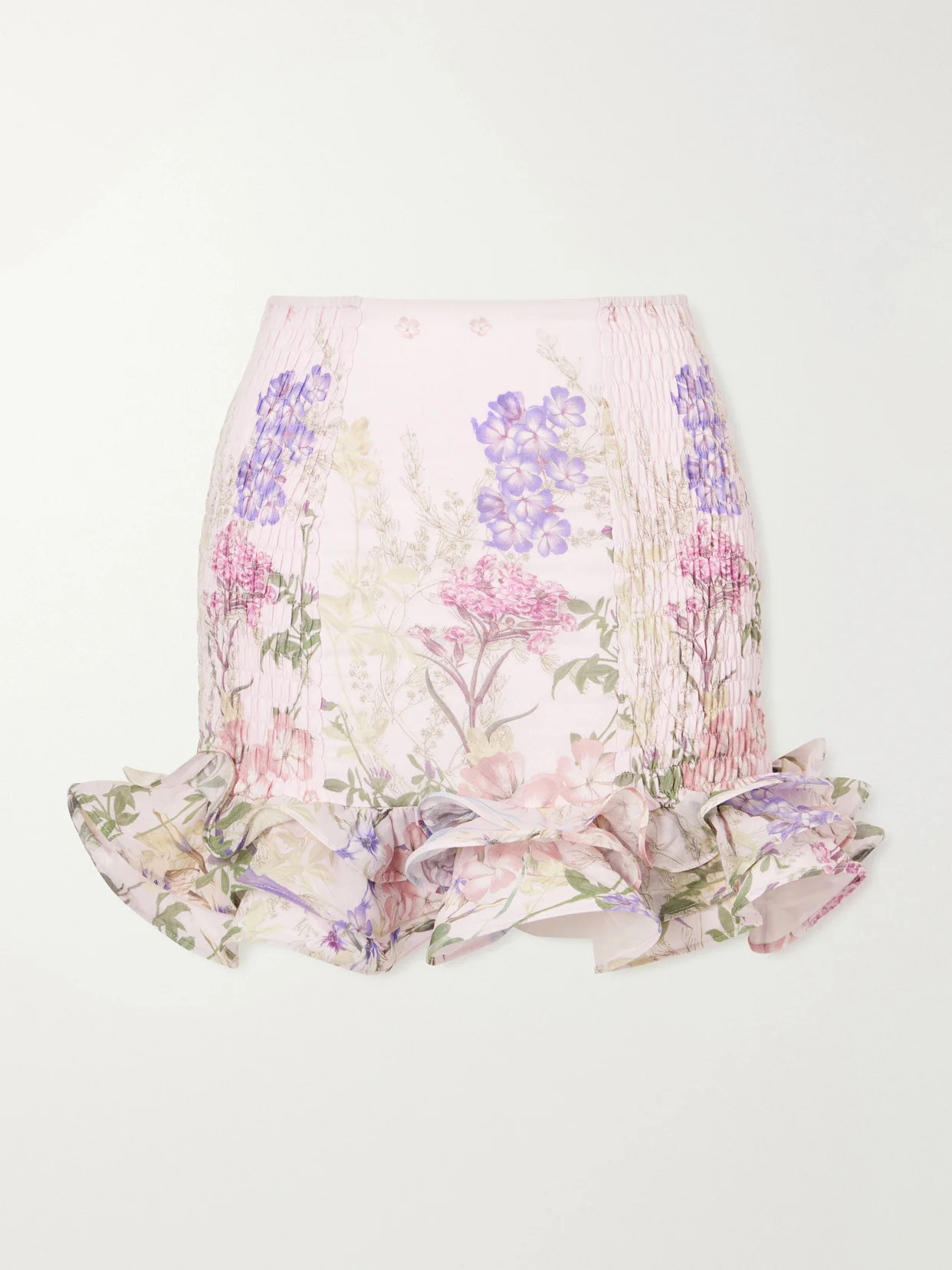 Floral Ruffled Cotton-blend Mini Skirt - 1