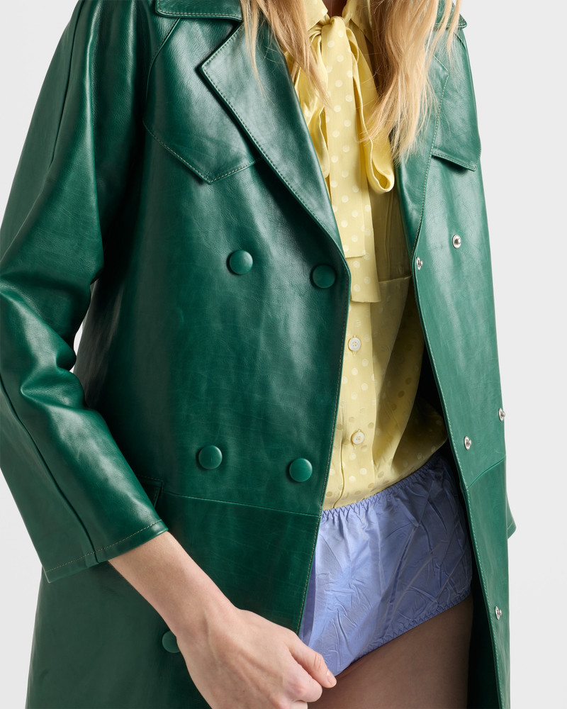 Double-breasted leather coat 4