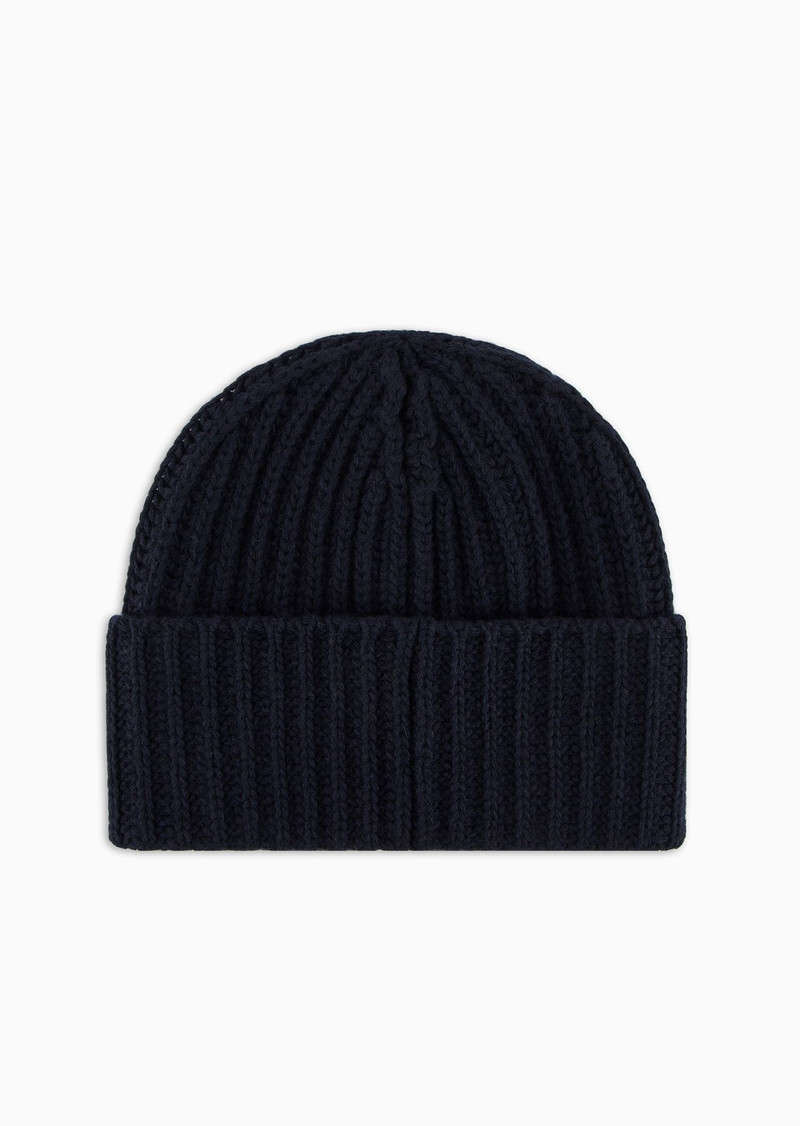 EMPORIO ARMANI ASV Capsule fisherman’s-rib wool beanie outlook