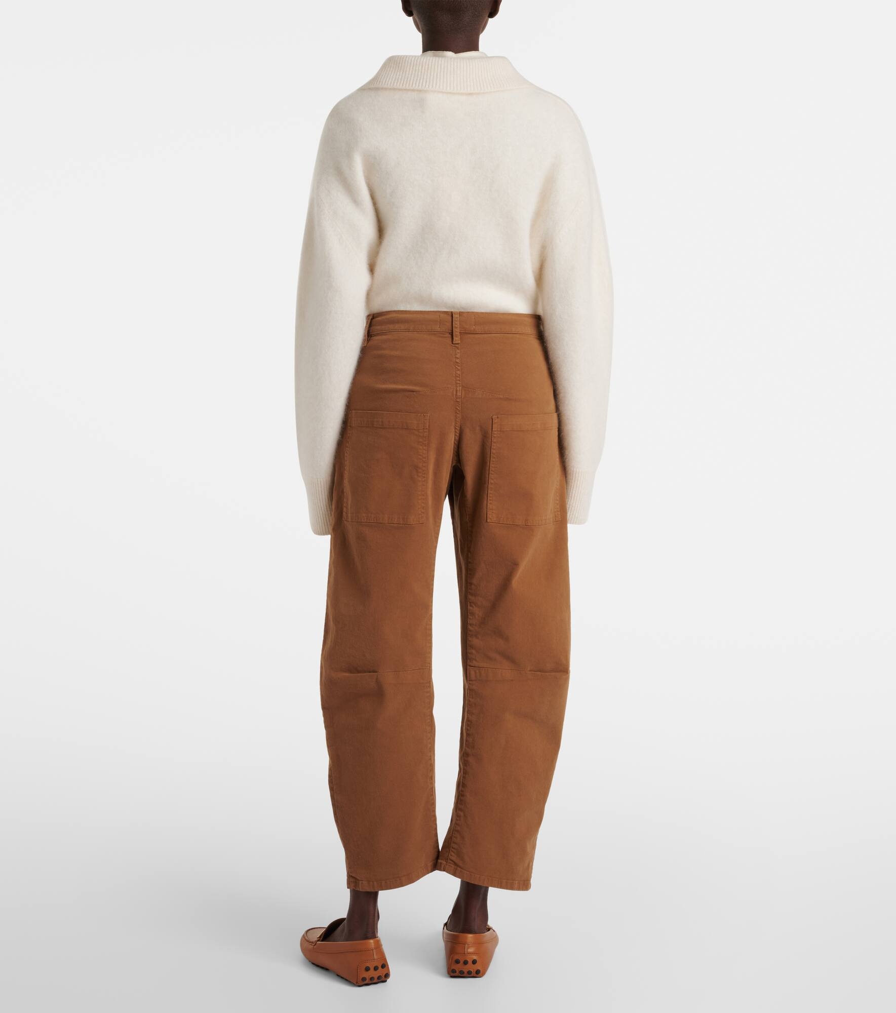 Emerson mid-rise cotton barrel-leg pants - 3