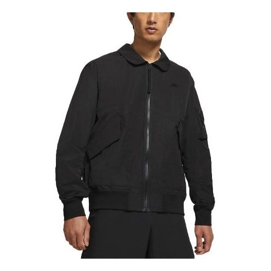 Nike Sportswear Woven lapel Solid Color Sports Jacket Black CZ9895-010 - 1