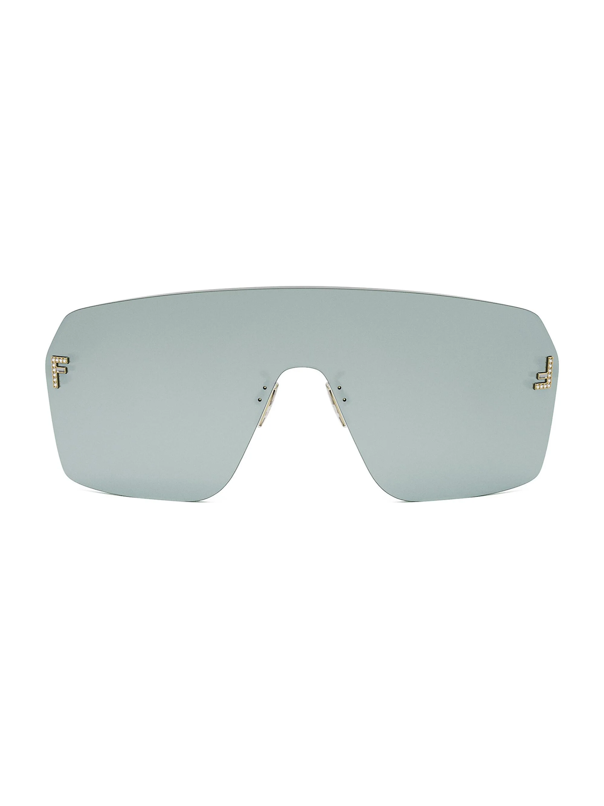 Men's Fendi Roma 53MM Rimless Rectangular Sunglasses - Blue Silver Flash - 1