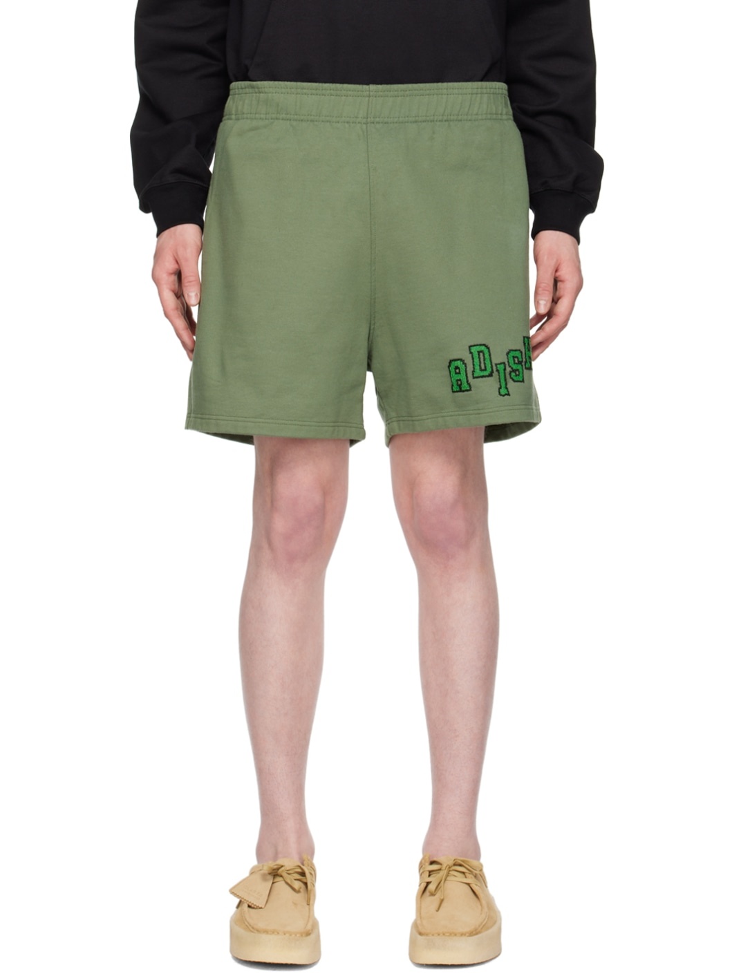 Khaki Tatreez Shorts - 1