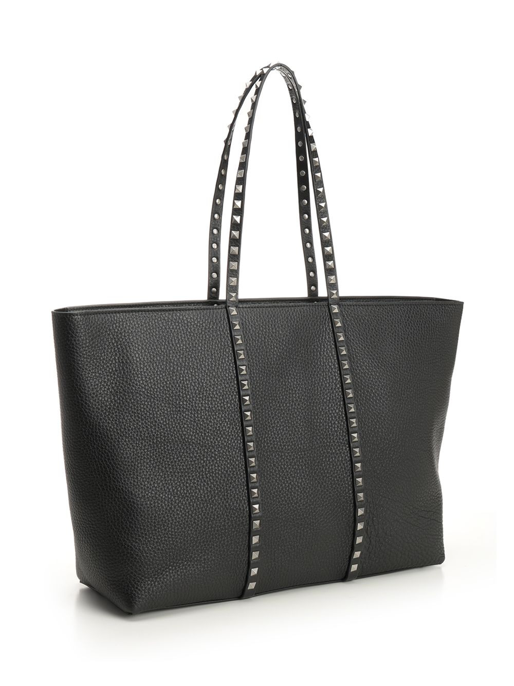 Rockstud Leather Tote Bag Handbags Black - 2