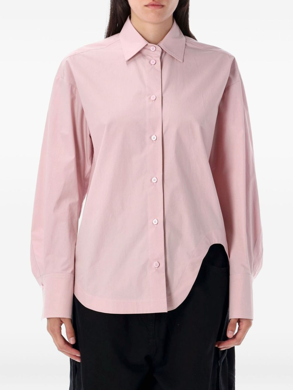 curved-hem button-up shirt - 1
