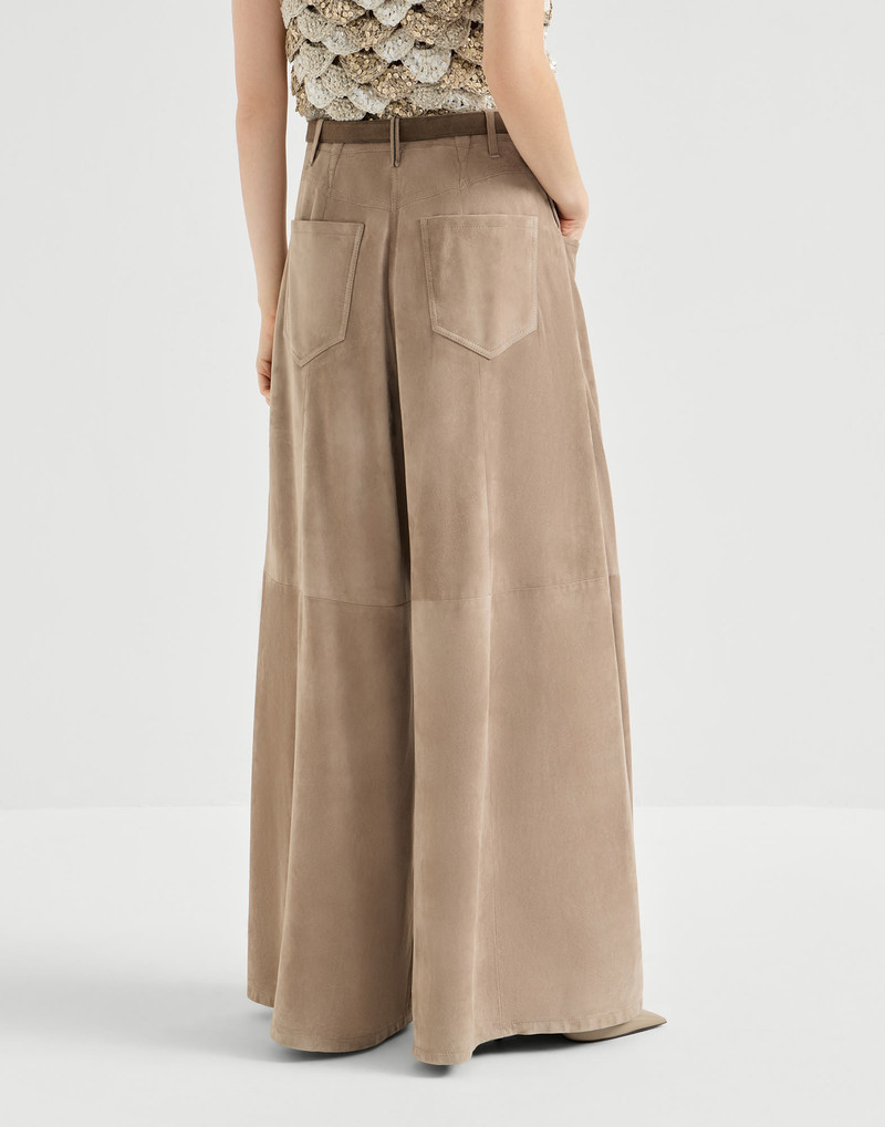 Suede maxi trousers with monili 3
