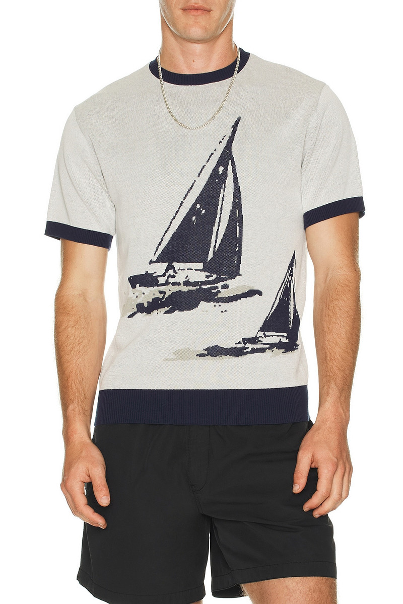 BEAMS PLUS Knit Tee Box Jacquard outlook