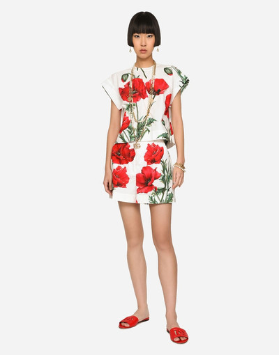 Dolce & Gabbana Poppy-print poplin shorts outlook