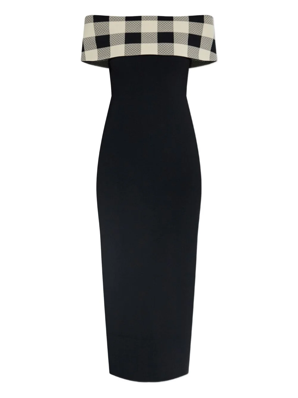 off-shoulder checked dress - 1