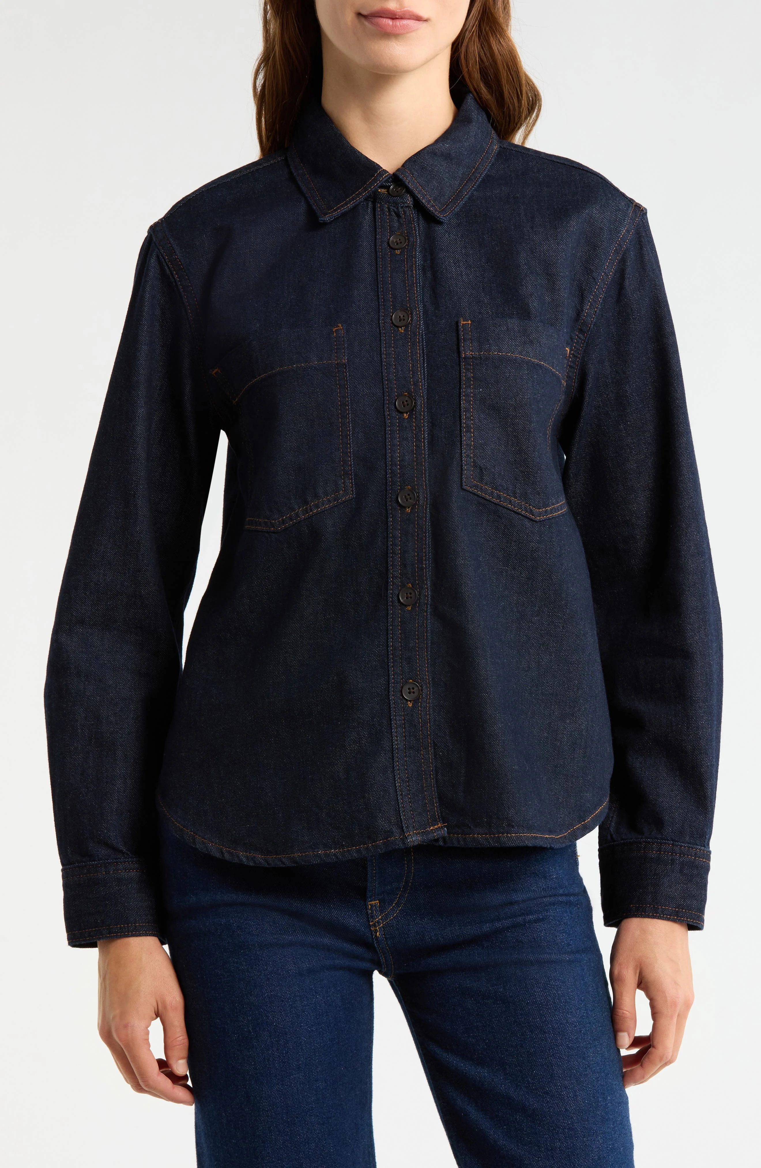 FRAME The Polished Denim Button-Up Shirt in Rinse at Nordstrom - 1