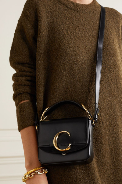 Chloé Chloé C mini suede-trimmed leather shoulder bag outlook