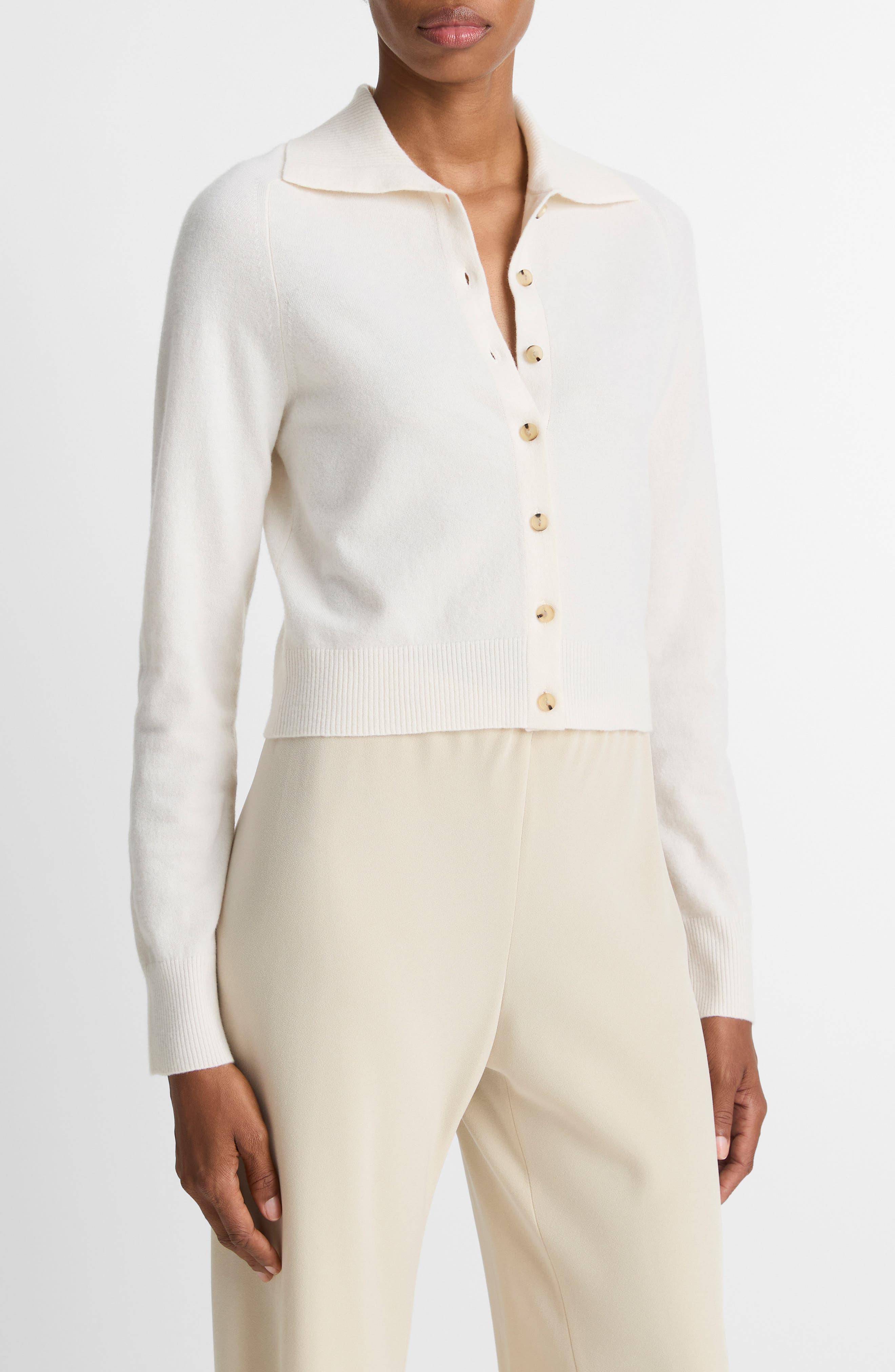 Vince Polo Wool Blend Cardigan in Off White at Nordstrom - 3